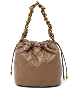 Quilted Chain Link Bucket Bag CJF114 STONE